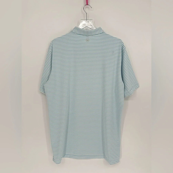 NWT Peter Millar Crown Crafted Performance Jersey Polo Shirt Turquoise Stripe XL - Picture 3 of 10